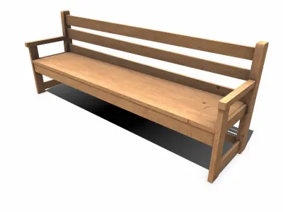 Wooden Outdoor Bench Low-poly PBR Free low-poly 3D model
