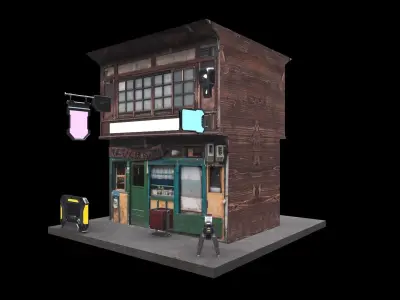 Cyberpunk Building Low-poly 3D model purchase