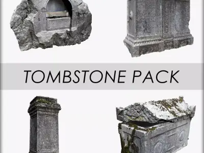 Tombstone Pack Low-poly 3D model