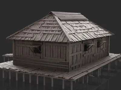 Fantasy Wooden House - Jungle Hut 2 3D model