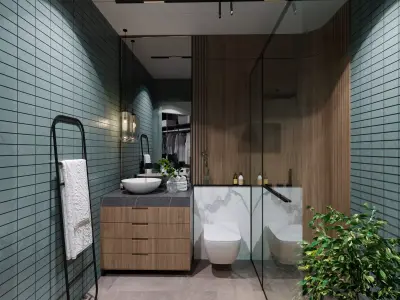 Modern Minimalist Bathroom Interior Scene 3D model