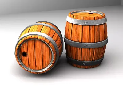 Barrels two wooden Low-poly 3D model