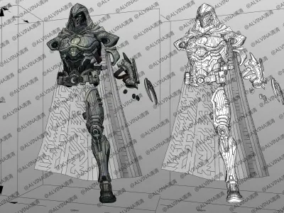 Marvel Rivals - Moon Knight S1 Armor - DIY Cosplay Pepakura Foam Low-poly 3D model