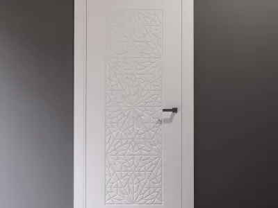 White curly interior door with arabic pattern 3D model