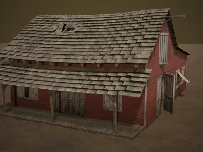 Barn Cattle Shed Farm Shelter Village Farmhouse 1 Low-poly 3D model