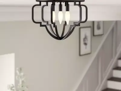 Black Metal Wingo Chandelier Style Geometric Flush Mount 3D model