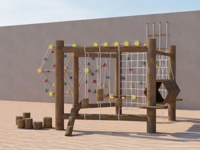Outdoor Playground Climbing Set for Kids 3D Model 3D model
