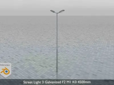 Street Light 3 Galvanized F2 M1 K0 4500mm Low-poly 3D model