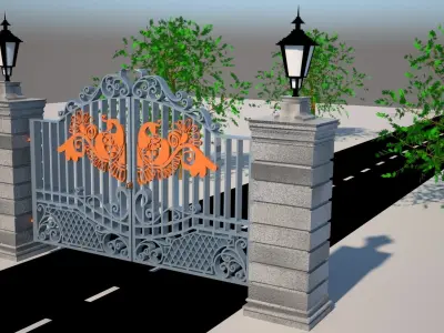 3d model wrought iron gate 3D model