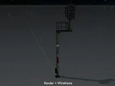 KS Railway Signal Post 7000mm Version-6 Low-poly 3D model