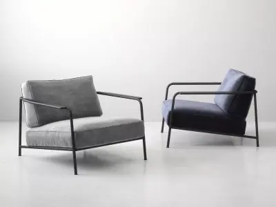 Aero two lounge chairs with metal frame and fabric 3D model