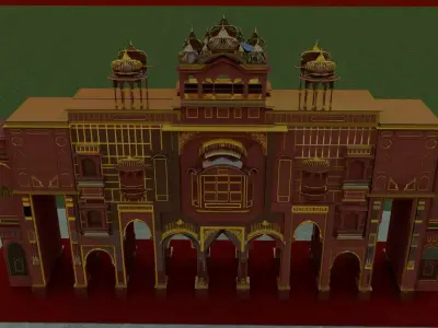 Patrika Gate Jaipur 3D Model  Indian Monument Low-poly 3D model