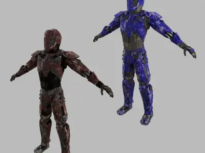 Kandas the advanced robot knight Low-poly 3D model