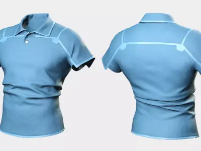 Light Blue Polo Shirt - Game Ready 3D Clothing Low-poly 3D model