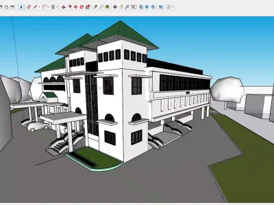 3 Storey Mosque Design 35x40m  SketchUp Only 3D model