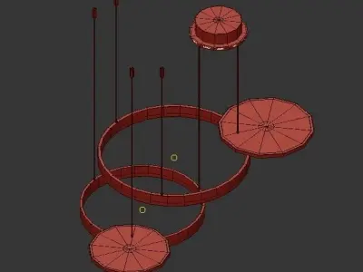 THE282 gold chandelier with three circles hanging from it 3D model