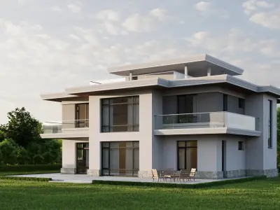 House Exterior Scene 3D model 3D model