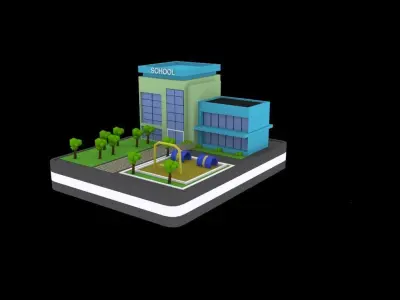 schools low poly pack Low-poly 3D model