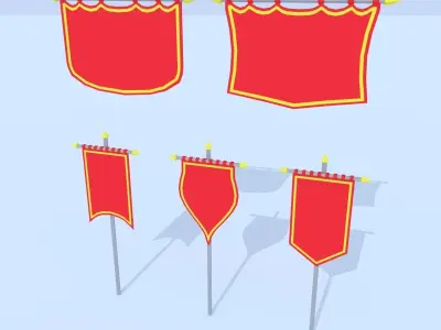 LowPoly Cartoon Banners Low-poly 3D model