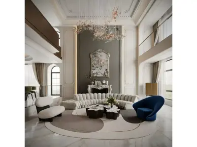 Light luxury style living room 3D model