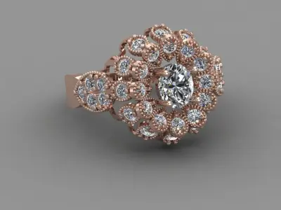 Rose Gold Women Diamond Ring 3D print model 3D print model 46