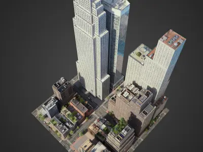 Realistic City District H30-A8 3D model