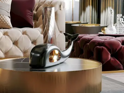 Furniture set modern living room with gold and marble accents 3D model
