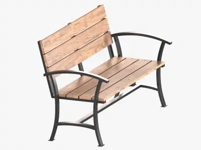 Street Bench 05 Low-poly 3D model