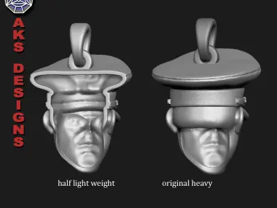 Pendant biker mens jewelry Army captain v152 3D print model