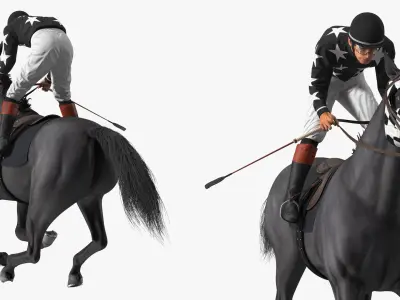  Black Racing Horse with Jokey Gallop 