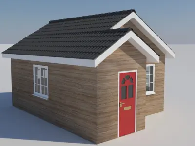 Bungalow house with door Free 3D model
