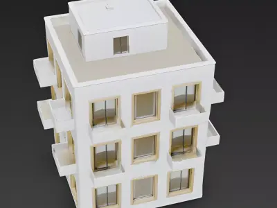 Modern Minimalist White Brick Apartment 3D Model Low-poly 3D model