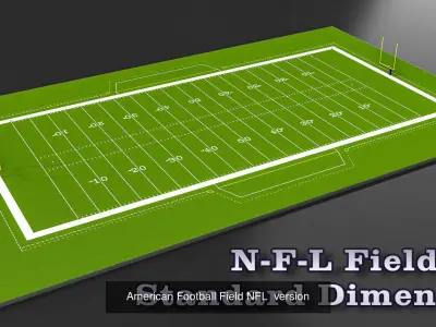 American Football Fields NFL vs College 3D Model Pack