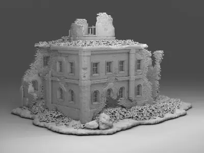 Destroyed administrative building 3D print model