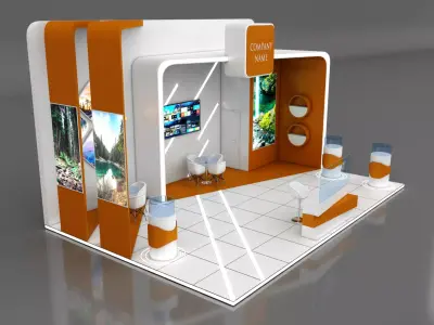 Booth Exhibition Stand Stall 9x6m Height 500 cm 3 Side Open 3D model