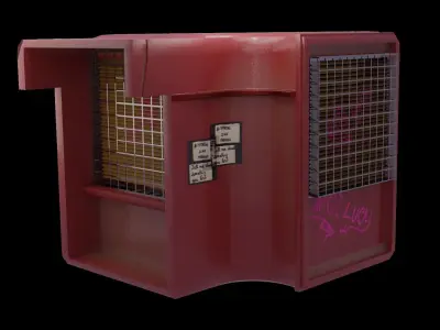 Low poly Mini market kiosk  Low-poly 3D model