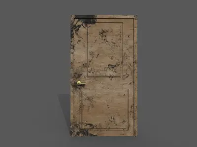 door wood low poly Low-poly 3D model
