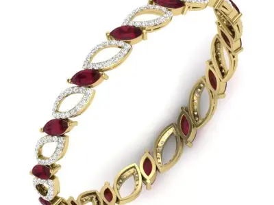 Yellow gold diamond Bangle-PBG-008 DIA 3D print model