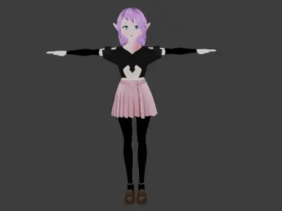SciFi 3d anime kawaii girl character c25 Low-poly 3D model