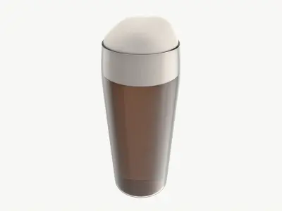 Beer glass with foam 06 3D model