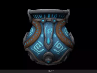 Stylized Mystic Rune Vessel Game Ready - AI Low-poly 3D model