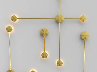 Satellite wall hooks - gold 3D model