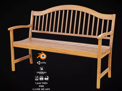 Street Bench Low-poly 3D model
