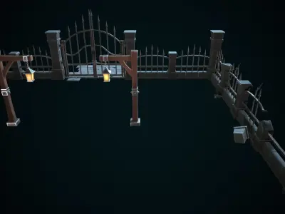 Stylized gate Low-poly 3D model