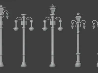Street lights lamp post 3D print model