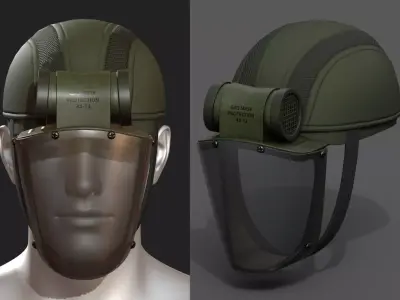 Gas mask helmet 3d model military combat fantasy  Low-poly 3D model 8