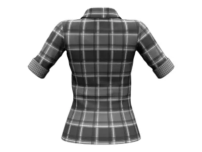 Rolled Sleeves Closed Front Checkered Shirt Low-poly 3D model