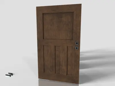 Wood Door - Damage - Old Low-poly 3D model