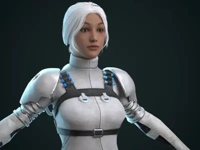 Sci fi Nurse Low-poly 3D model