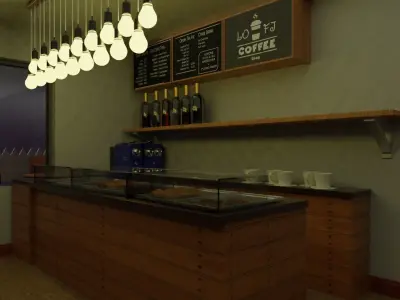 Lofi coffee shop Low-poly 3D model